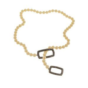 Heidi Daus "Game Changer" 30" Beaded Cream Crystal Pavé Lariat Necklace